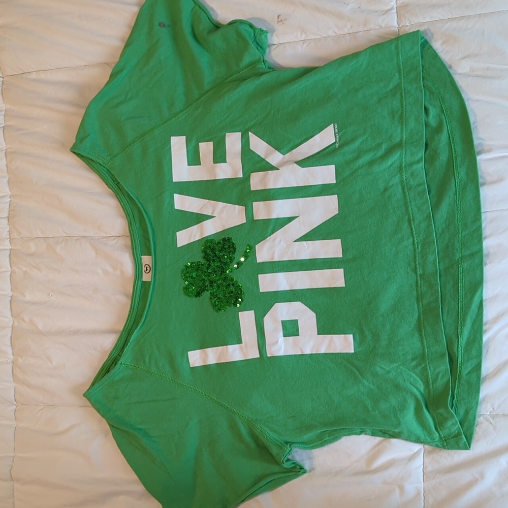 PINK St. Patrick's Day Cropped Tee